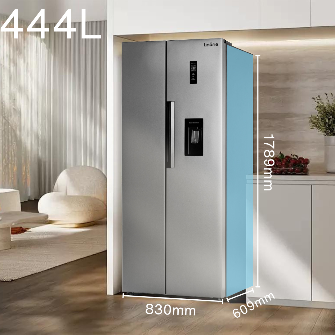 LINARIE | Réfrigérateur/Congélateur  444L Porte Noire Brillante Côte-à-Côte No Frost  Lechaud LSSBS460WS