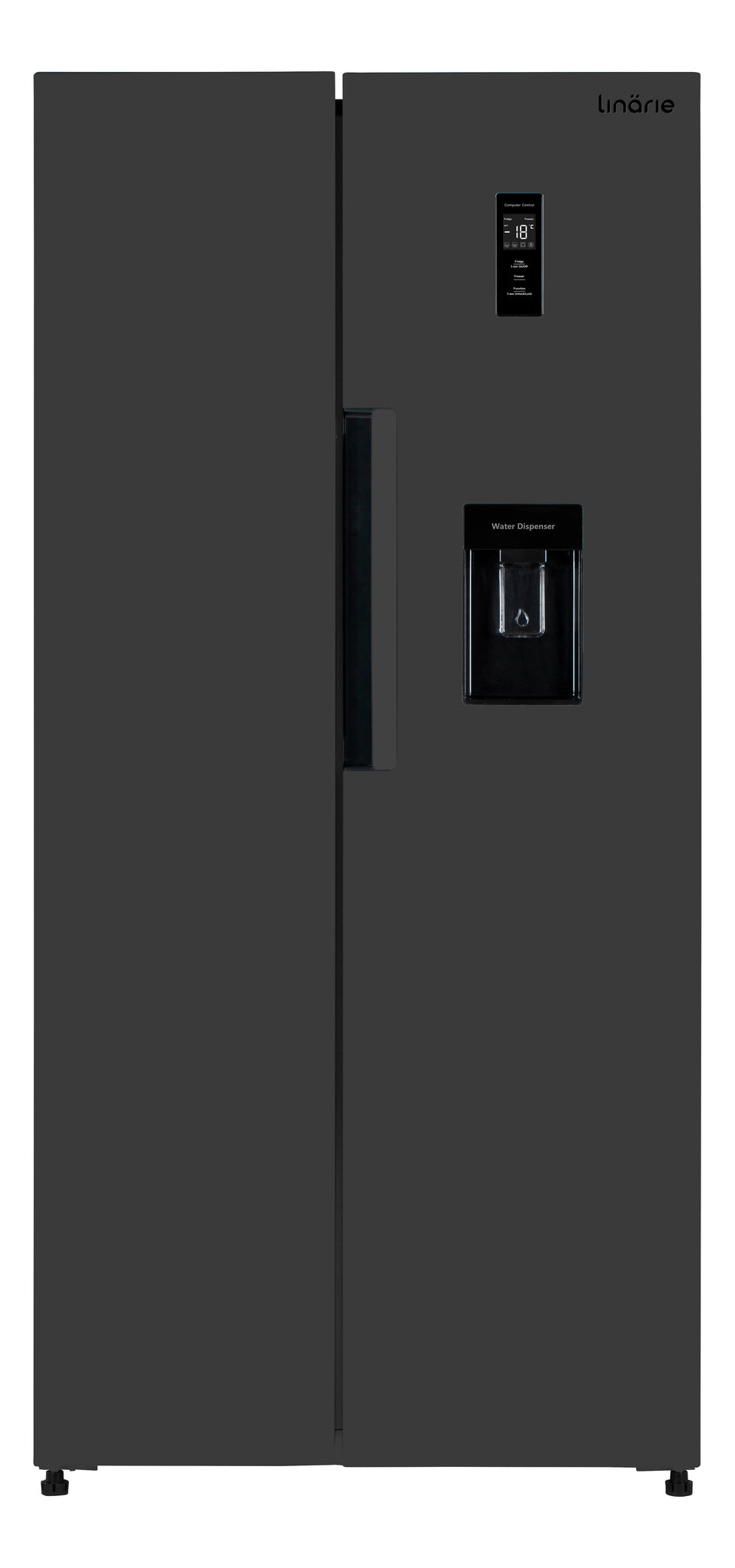 LINARIE | Réfrigérateur/Congélateur  444L Porte Noire Brillante Côte-à-Côte No Frost  Lechaud LSSBS460WBK