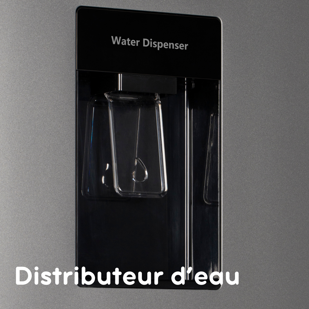 LINARIE | Réfrigérateur/Congélateur  444L Porte Noire Brillante Côte-à-Côte No Frost  Lechaud LSSBS460WBK