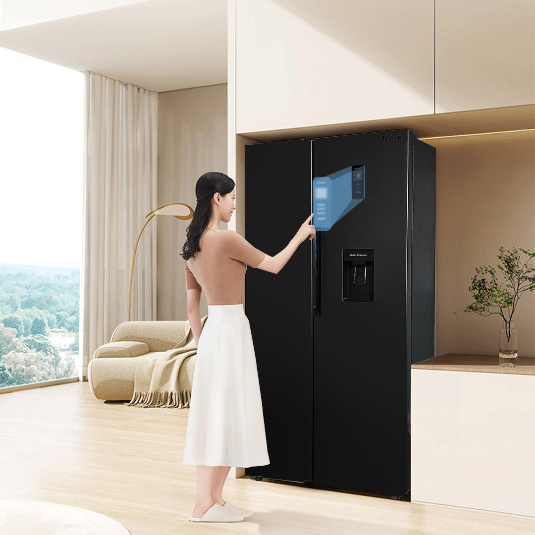 LINARIE | Réfrigérateur/Congélateur  444L Porte Noire Brillante Côte-à-Côte No Frost  Lechaud LSSBS460WBK