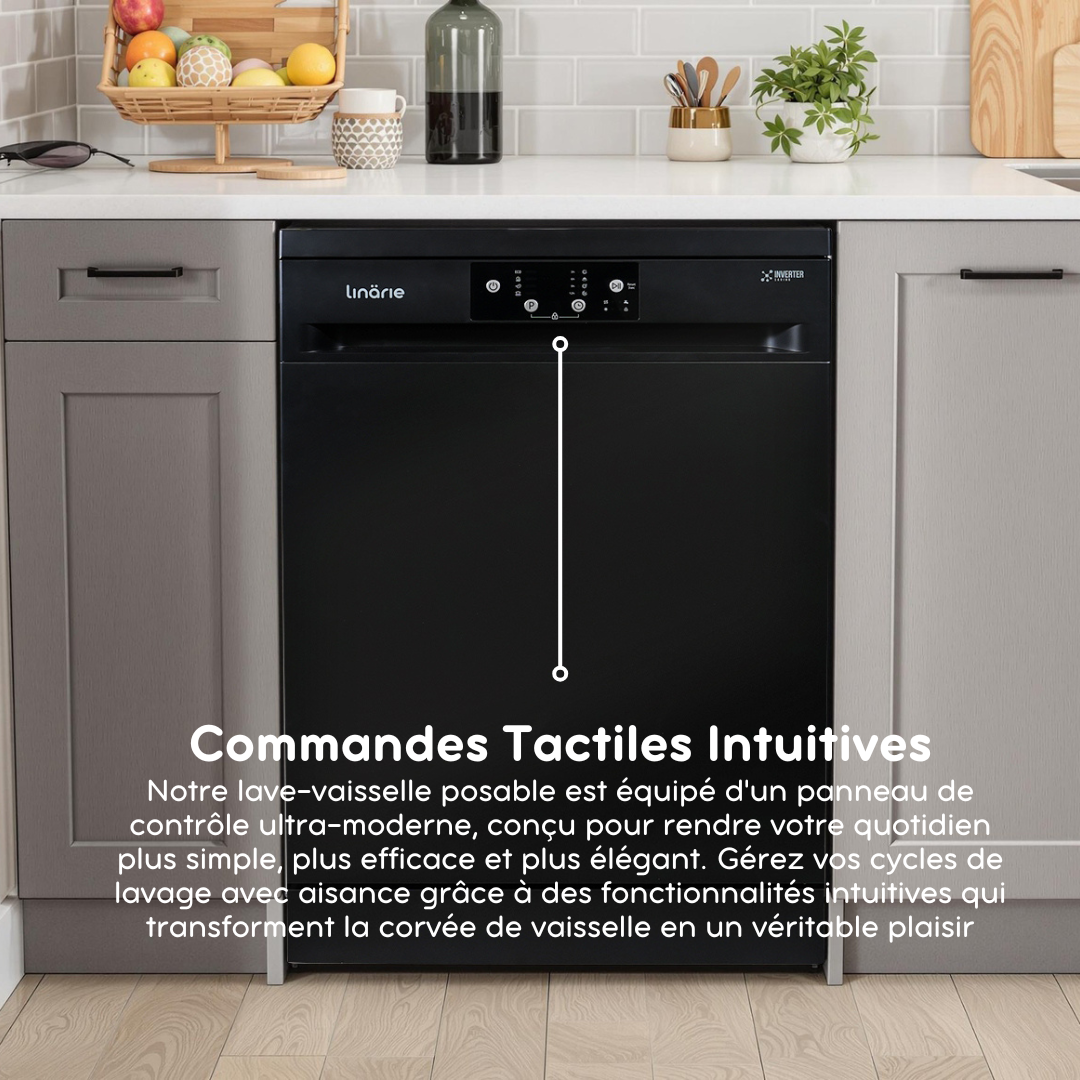 LINARIE | LAVE-VAISSELLE LINARIE LIMAS LFDW1446DFSB 14 COUVERTS 46DB NOIR POSE LIBRE