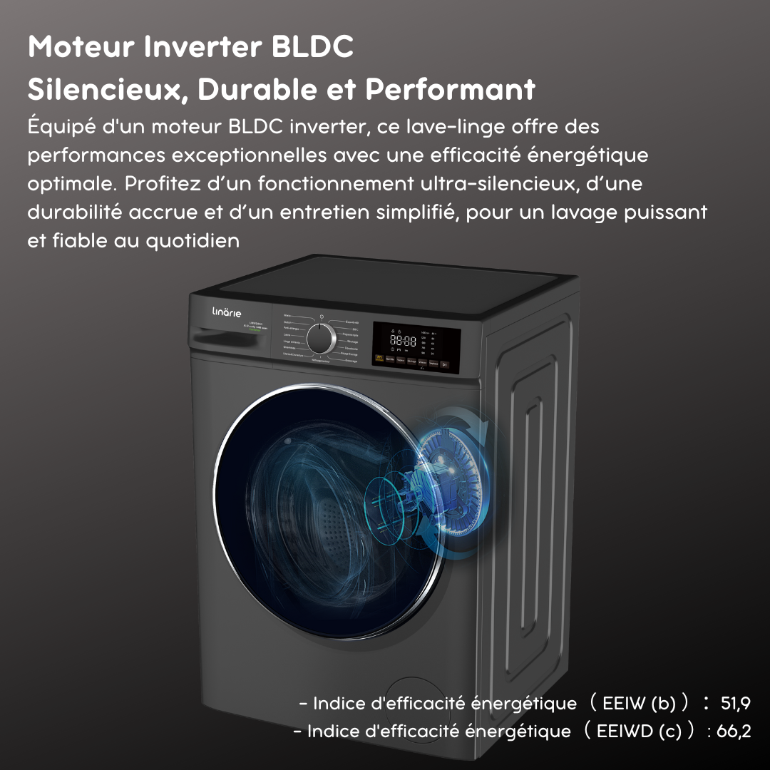 LINARIE | LAVE-LINGE SÉCHANT CALAS LMWD85G LAVAGE 8 KG / SÉCHAGE 5 KG MOTEUR INDUCTION