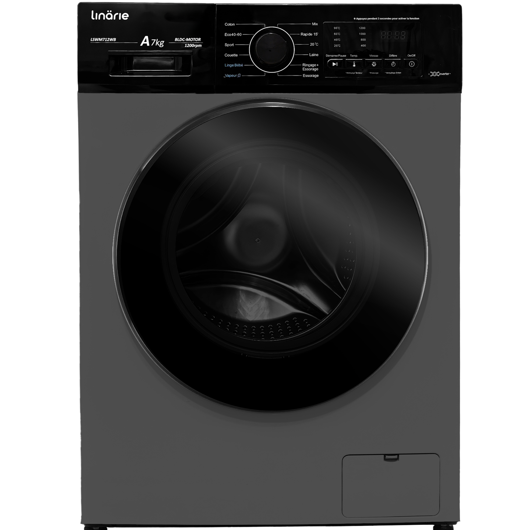 LINARIE | LAVE-LINGE HUBLOT GRIS GENEY 7KG 1200 TOURS MOTEUR  LSWM712SB