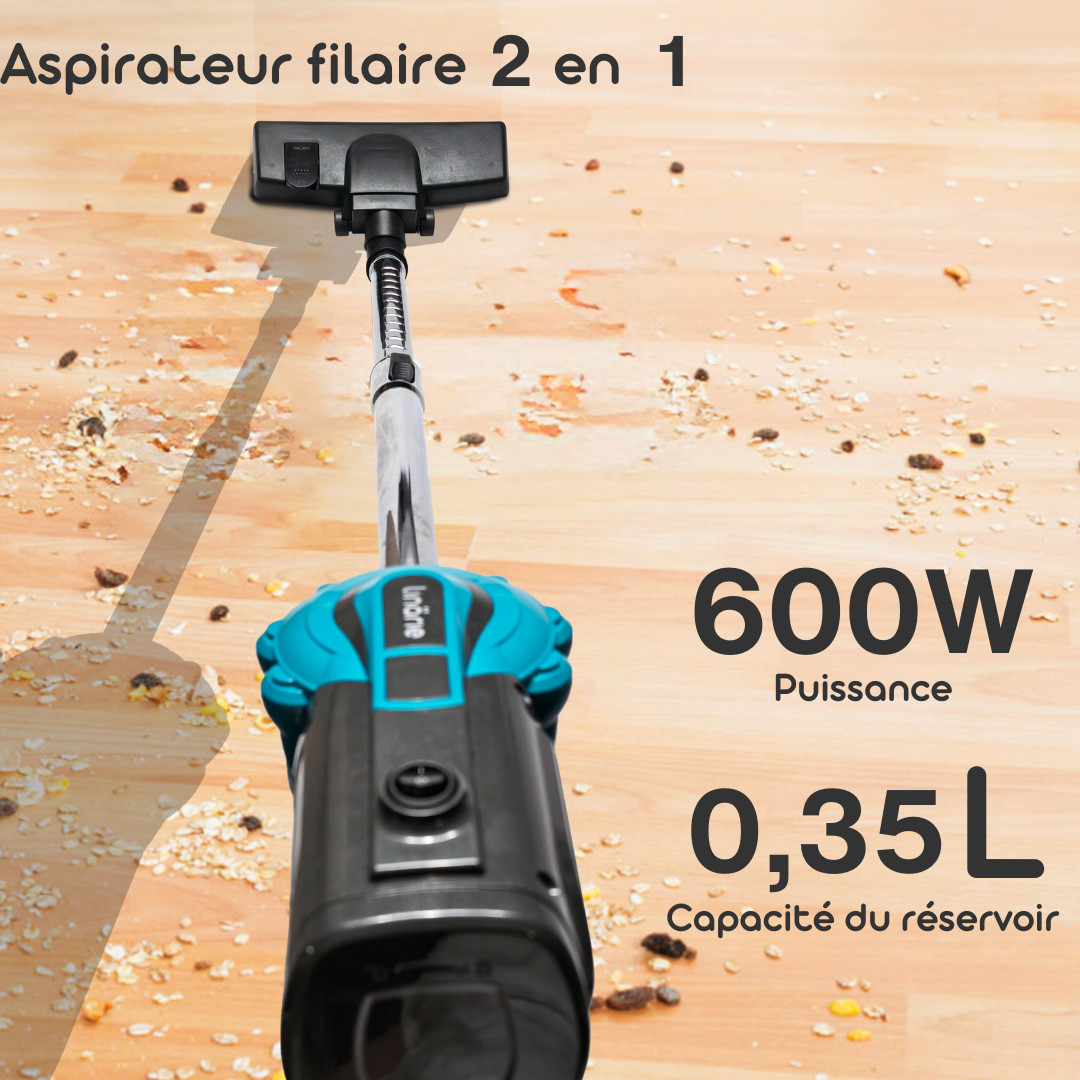 LINARIE | ASPIRATEUR FILAIRE 2 EN 1  CASTRES LH600SVCC SANS SAC
