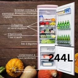 LINARIE | Réfrigérateur/Congélateur Cusy 244L Rétro  LJCO250BLACK