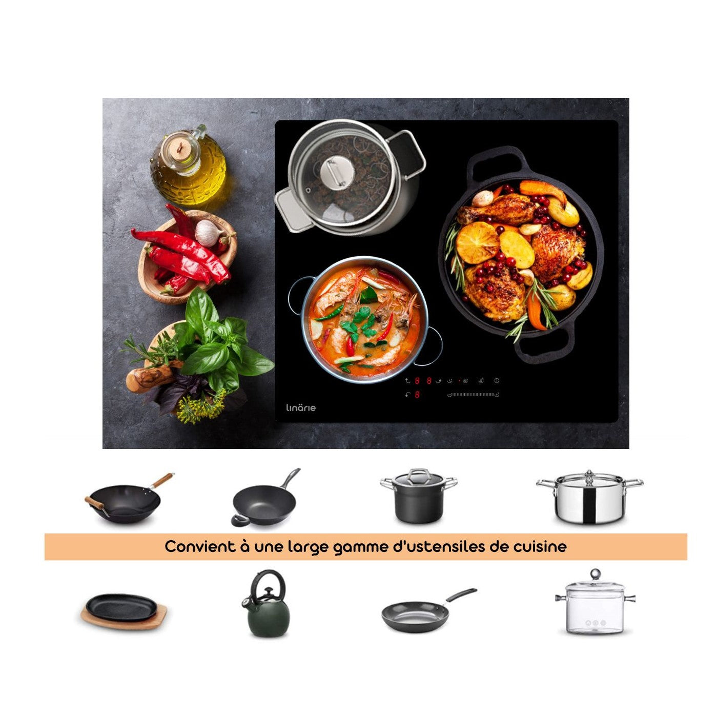 LINARIE | PLAQUE DE CUISSON À INDUCTION ENCASTRABLE DAX  LIN60I3Z 3 ZONES