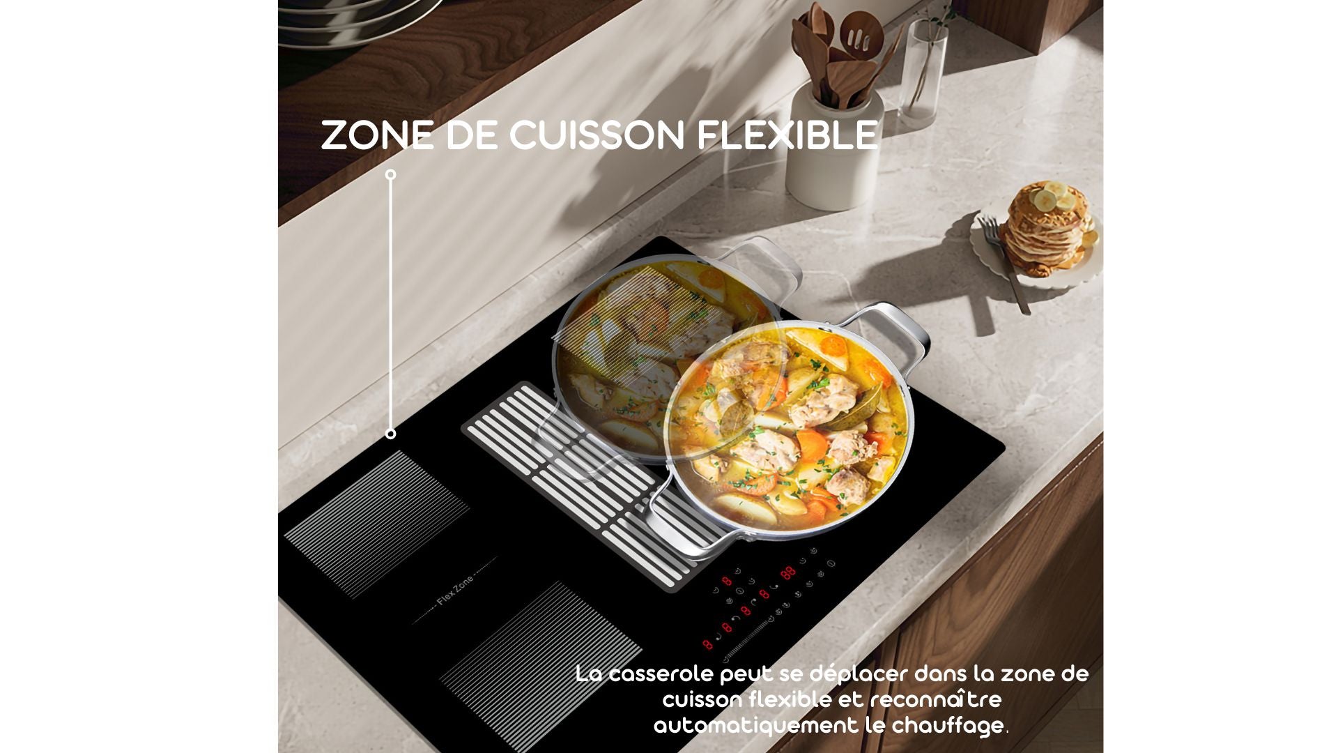 LINARIE | TABLE INDUCTION ASPIRANTE LNI90DAI1F2Z VITTEL 4 FOYERS DONT 2 FLEX ZONE - ENCASTRABLE 77CM