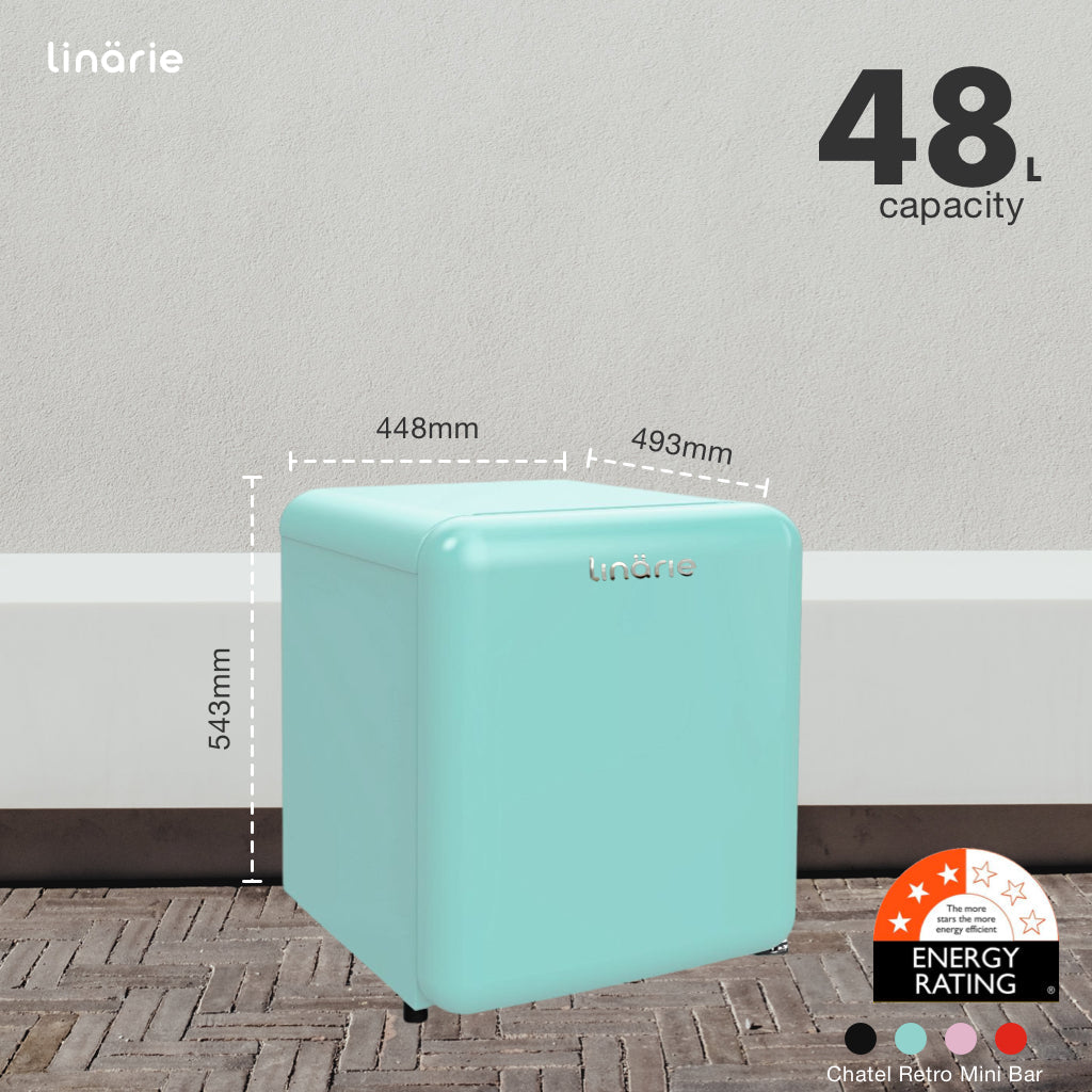 LINARIE | Chatel Mini réfrigérateur rétro vert 48L avec compartiment congélateur intégré LK48MBGREEN