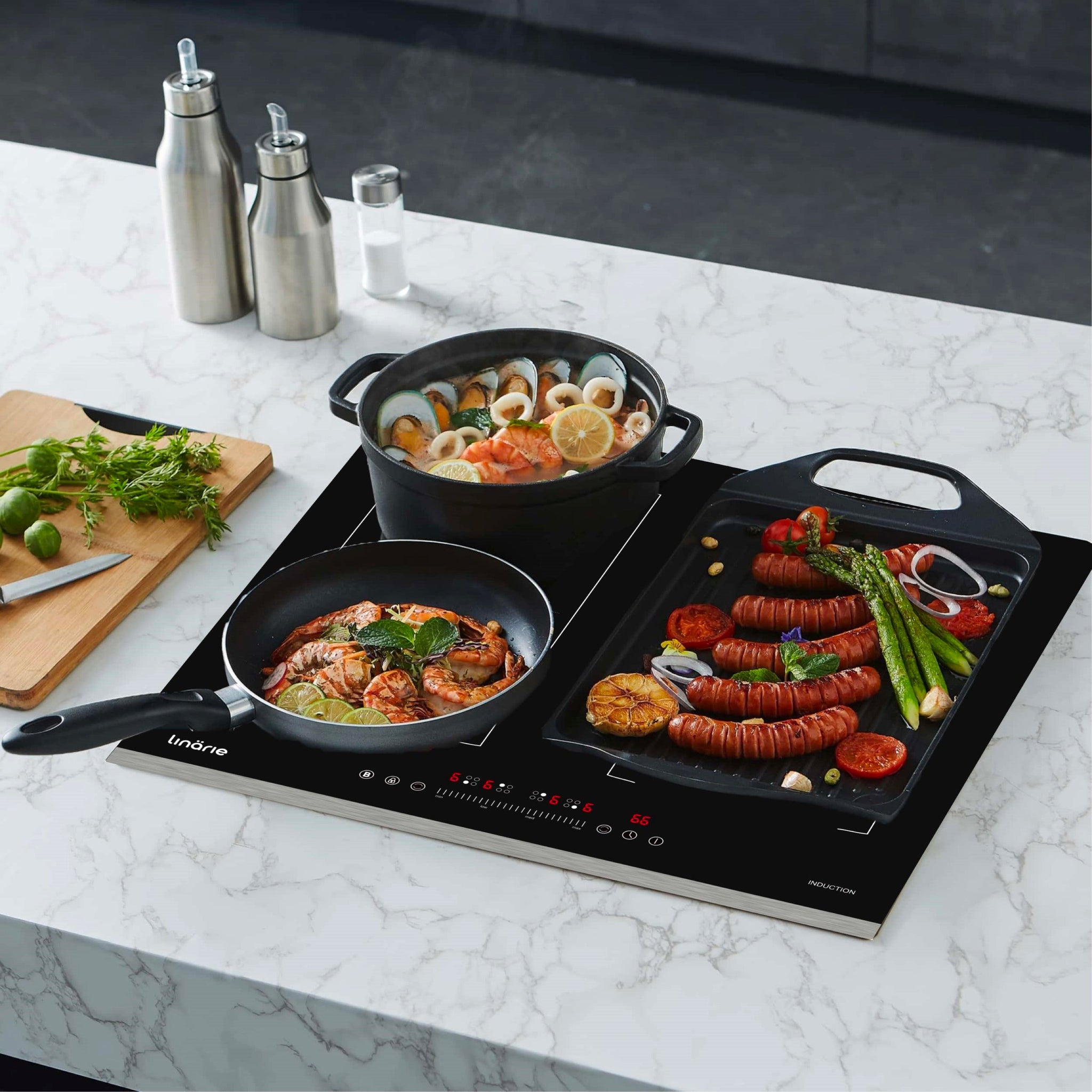LINARIE | Table de cuisson à induction Dijon 60 cm 4 zones avec double zone flexible LS60I2F