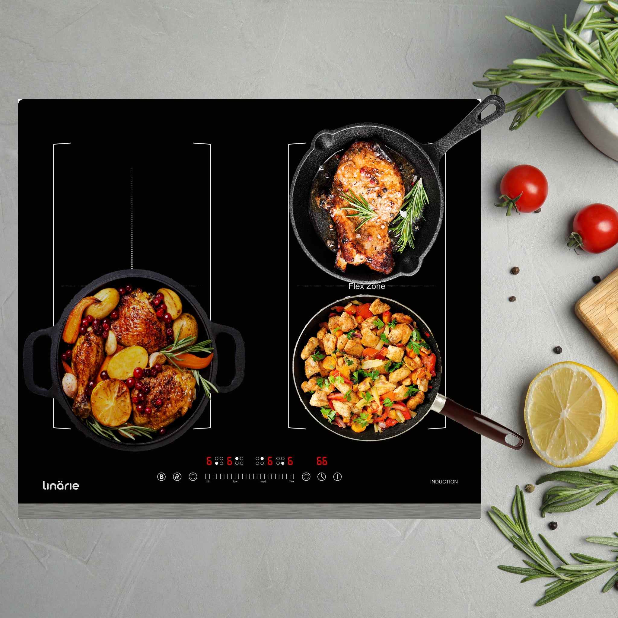 LINARIE | Table de cuisson à induction Dijon 60 cm 4 zones avec double zone flexible LS60I2F