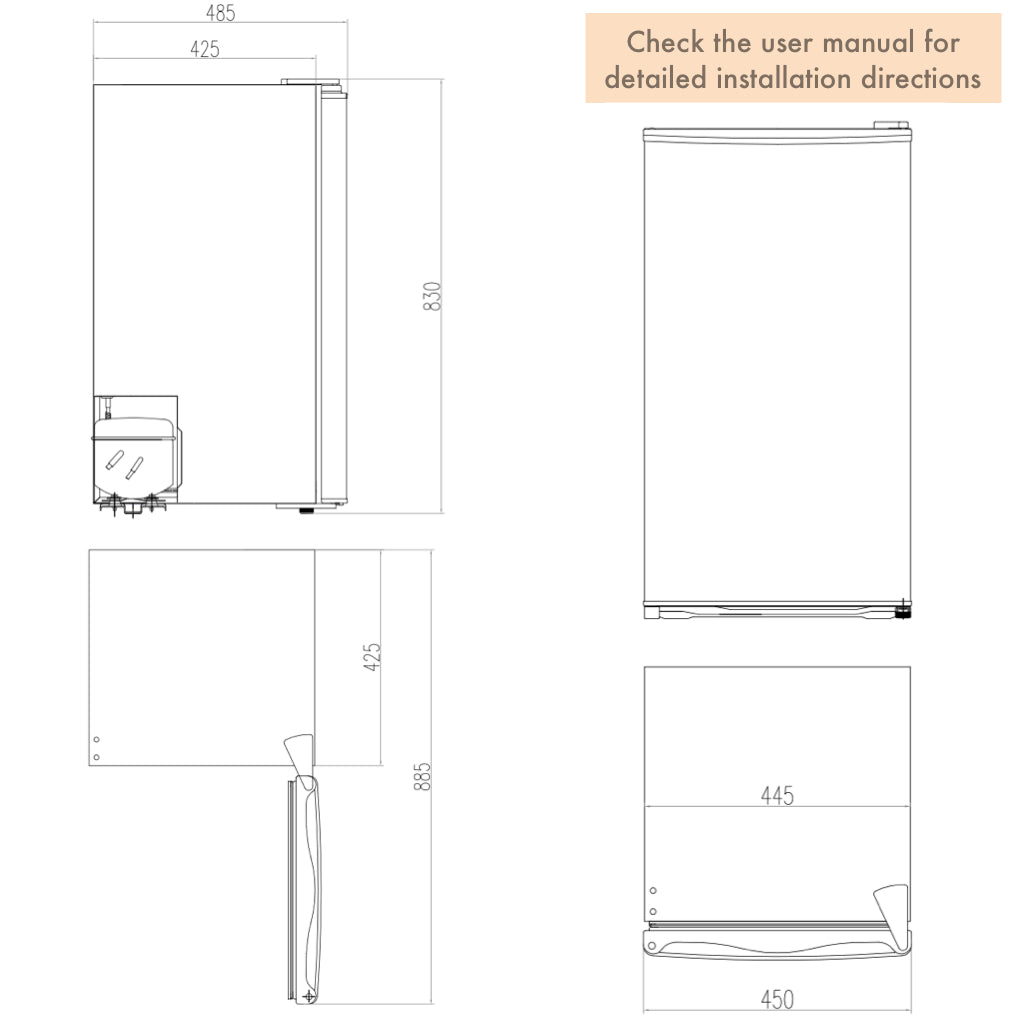 LINARIE | Mini réfrigérateur Huez 91L en verre noir avec compartiment congélateur intégré LK90TTBG