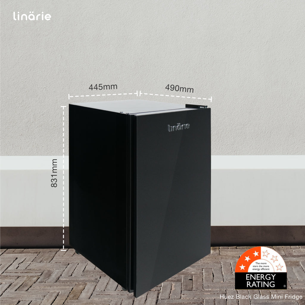 LINARIE | Mini réfrigérateur Huez 91L en verre noir avec compartiment congélateur intégré LK90TTBG