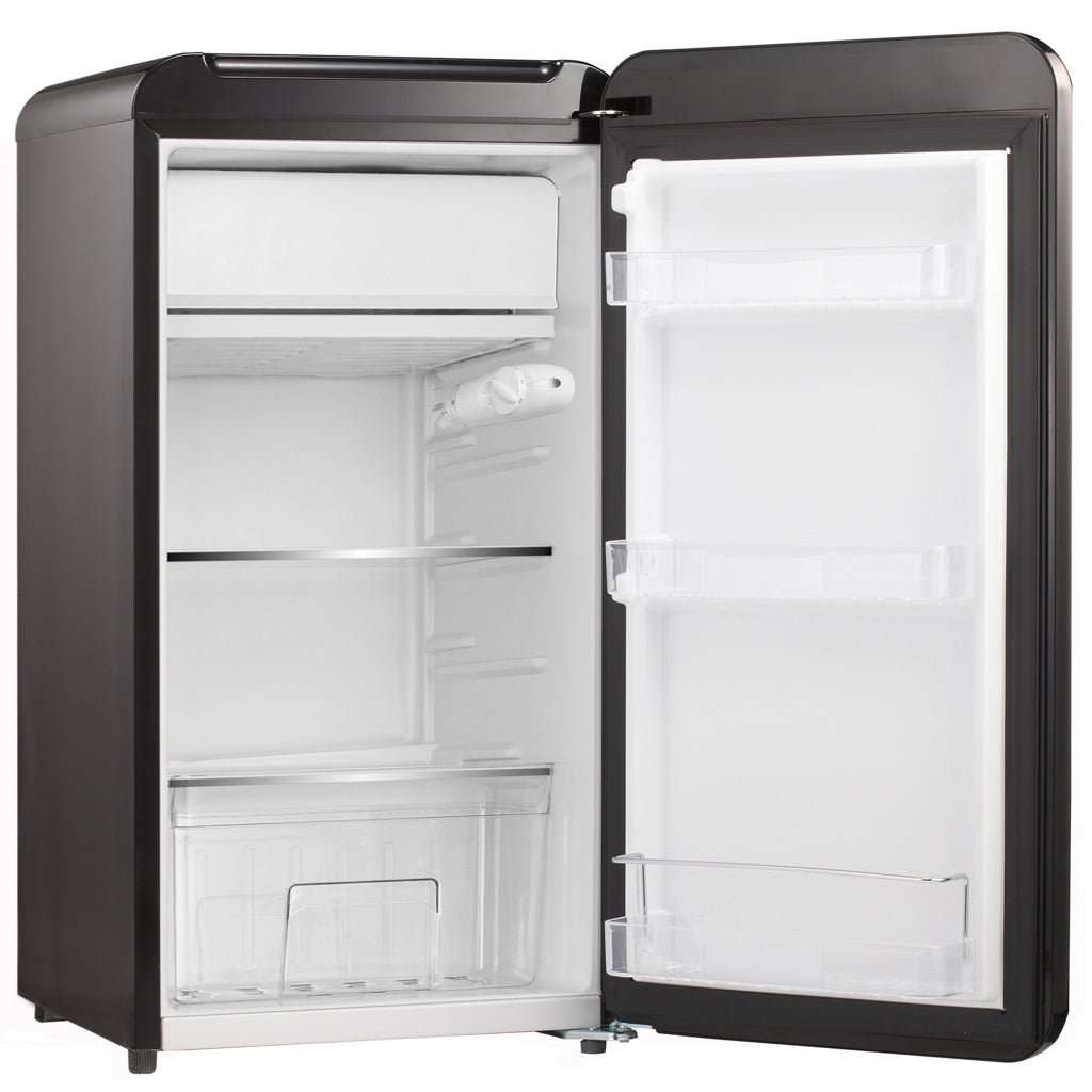 LINARIE | Tignes Mini Réfrigérateur Rétro 91L Noir avec Compartiment Congélateur Intégré LK90TTBLACK