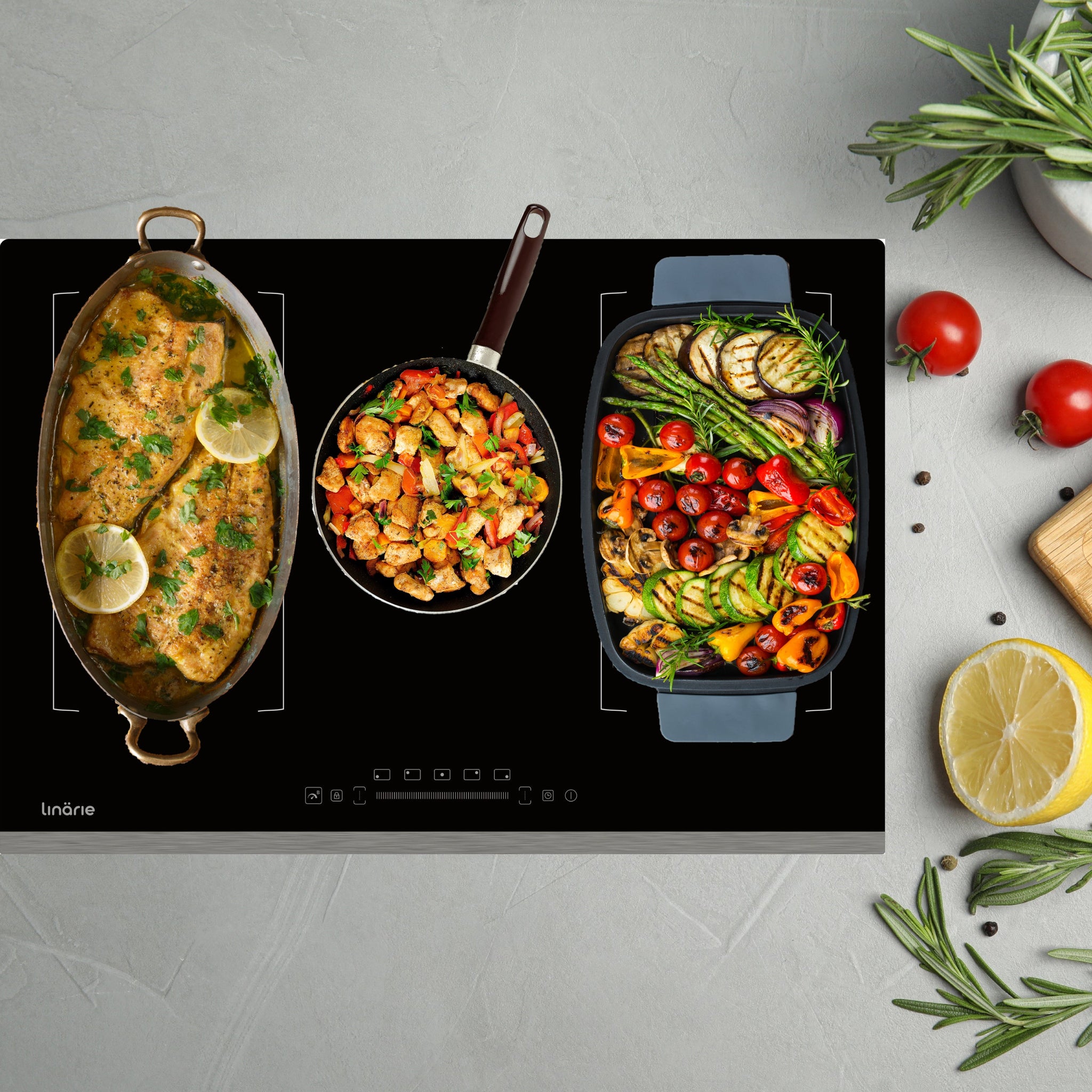 LINARIE | Table de cuisson à induction Toulouse 80 cm 5 zones avec double zone flexible LS80I2F1Z