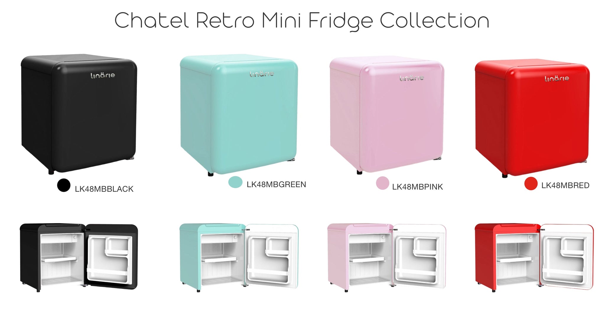 LINARIE | Chatel Mini réfrigérateur rétro vert 48L avec compartiment congélateur intégré LK48MBGREEN