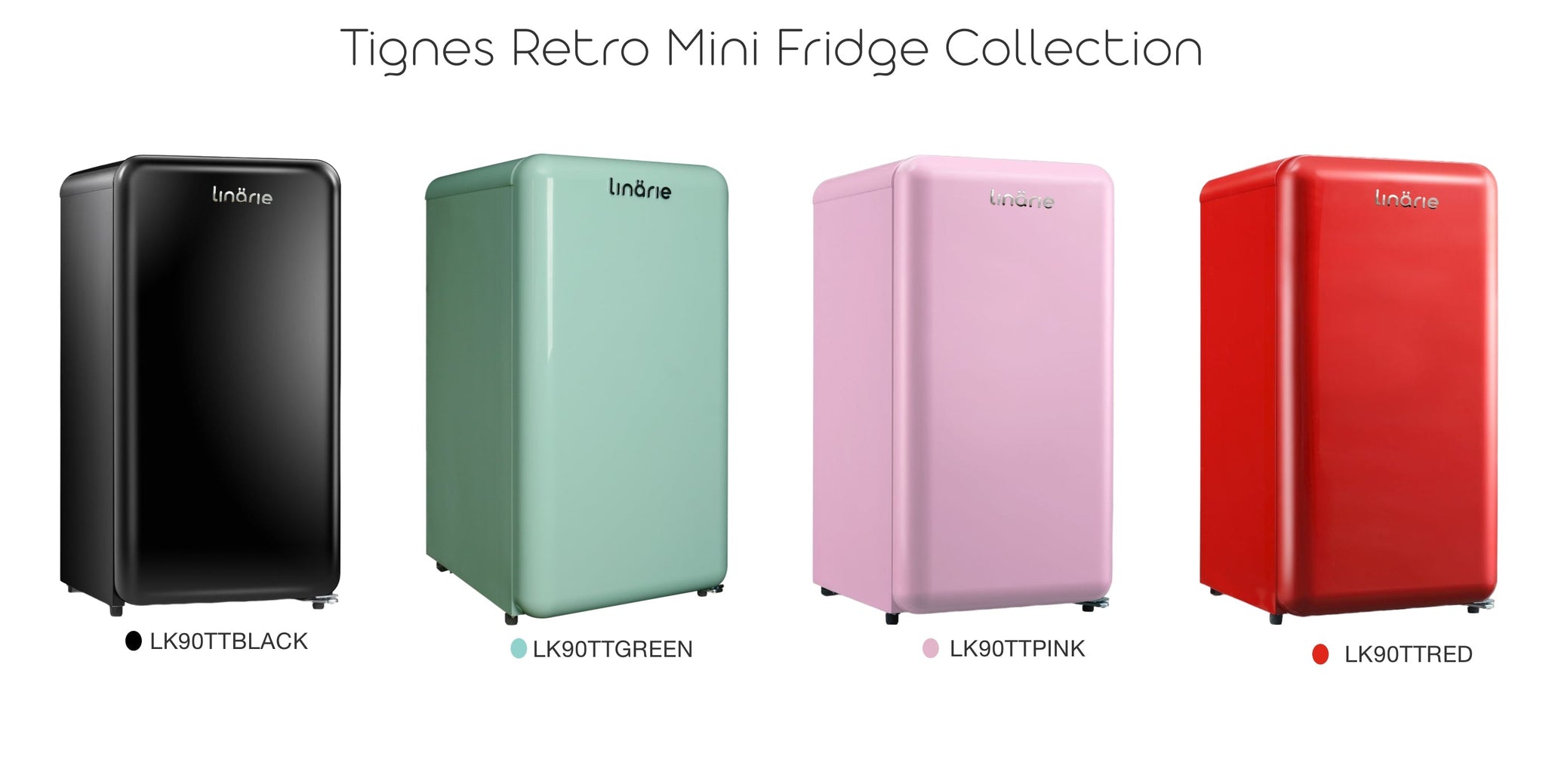 LINARIE | Tignes Mini Réfrigérateur Rétro 91L Rouge avec Compartiment Congélateur Intégré LK90TTRED